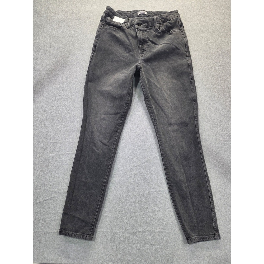 Good American Womens High Rise Skinny Jeans Washed Black Denim Size 6 28